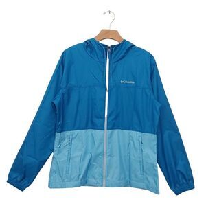 Columbia Hooded Windbreaker Jacket Womens Medium Blue Waterproof Lightweight